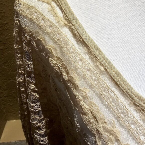 Full Tilt L Lace Champagne Top Feminine Whimsy Vintage Fairy Sheer Romantic Boho - Picture 7 of 11